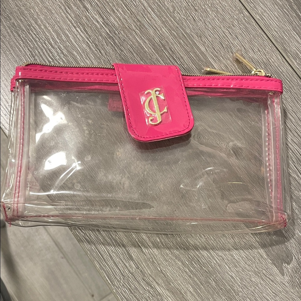 Juicy Couture hot pink and clear makeup pouch